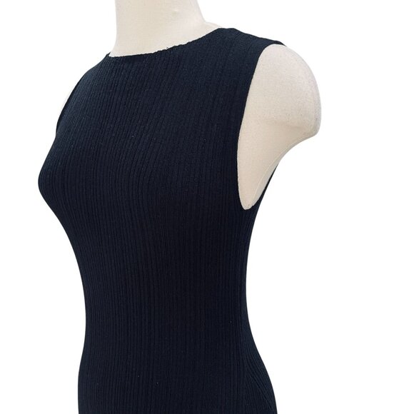 A New Day Black Ribbed Knit Sleeveless Maxi Dress NWT Sustainable Size M - Picture 10 of 11